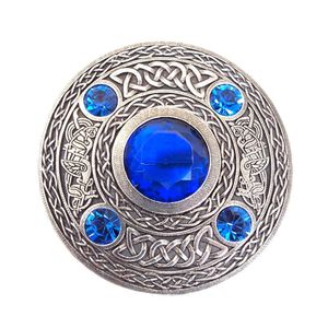 Insignia de gorra de 5 piedras estilo celta a cuadros, accesorio artesanal de latón sin níquel con hebilla azul pronunciada - Product Image 1