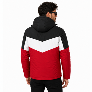 Custom Men's Hooded Puffer <b>Jacket</b> <b>Waterproof</b> Windproof Winter <b>Warm</b> Color Block Quilted Outdoor Casual Coat with Zipper Pockets - Product Image 4