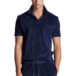 Polo informal personalizado de alta calidad para hombre recién llegado tejido de punto de manga corta sólido azul claro suministro ODM - Product Image 1