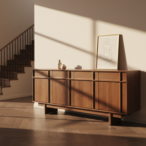 Table de chevet en bois massif Zevan écologique, finition naturelle, design moderne artisanal, meubles de chambre à coucher pour projets de villas et d'appartements - Product Image 4