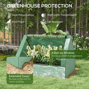 Small Outdoor Gardening Metal Raised Garden Bed with Green and Silver Cover Garden Greenhouse <b>Planter</b> <b>Box</b> - Product Image 5