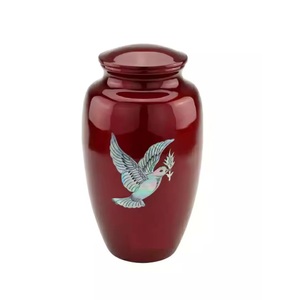 Trendy Beautiful Aluminum Adult Cremation Urn Pewter With Gold Band for Human Ashes Handcrafted Cremation Urn Pot for Sale - Product Image 5