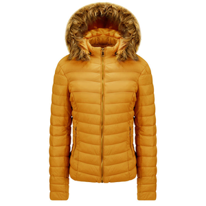 Chaqueta Acolchada para Mujer con Capucha de Piel Sintética, Corte Ajustado, Ligera, Abrigo Acolchado Cálido de Invierno con Bolsillos con Cremallera, Venta al por Mayor OEM - Product Image 4