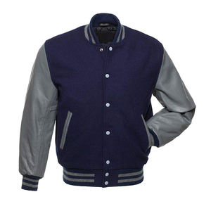 Chaqueta Varsity de Béisbol Personalizada para Hombre, Talla Grande, Corte Ajustado, Color Sólido, Suave, con Mangas de Cuero, Venta al Por Mayor - Product Image 5