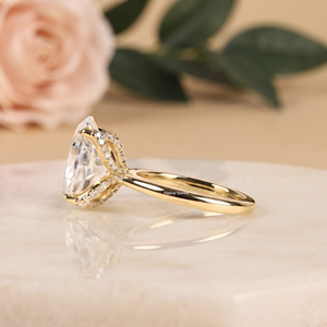 925 Sterling <b>Silver</b> Oval Cut Moissanite <b>Ring</b> 18K Gold Plated Prong Setting <b>Solitaire</b> Design VVS Stone Luxury Engagement Wedding - Product Image 4