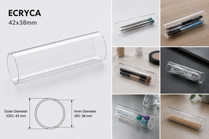 ECRYCA ™   Tubo Transparente 42x38mm L1000mm Fabricado con DURABIO ®   Alternativa de acrílico y policarbonato para vitrinas de exhibición de alta gama - Product Image 2