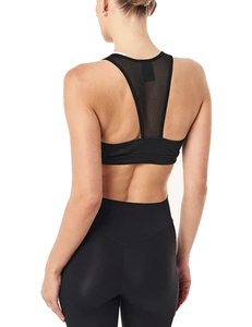 Women's Black Deep V-Neck Sports Bra With Crisscross Straps <b>Mesh</b> Hollow Out Design Medium Support Yoga <b>Top</b> Seamless Breathable - Product Image 6