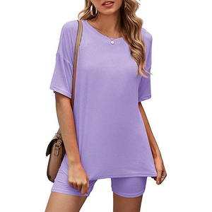 Conjuntos de Shorts para Mujer al por Mayor, Personalizados, 100% Algodón, Corte Holgado, Alta Calidad, Conjunto de 2 Piezas, Transpirable y Ligero - Product Image 2