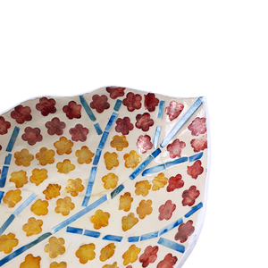 Longue feuille forme MDF élégant Vintage Capiz incrustation plateau de service motif Floral à la main nacre Table pièce maîtresse décor à la maison - Product Image 5