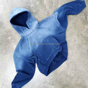 Custom Oversized 100% Cotton Heavyweight Acid Wash Vintage French Terry Distressed Sun Faded Pullover <b>Hoodie</b> for Men - Product Image 3