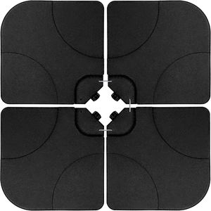 Base per Ombrellone da Esterno in Plastica Nera a 4 Pezzi, Design Quadrato per Riempimento con Acqua/Sabbia, Elegante Base Nera per Uso Esterno - Product Image 1
