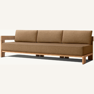 Canapé en bois de teck pour trois personnes, style moderne avec mousse souple et accoudoirs robustes et confortables - Product Image 5