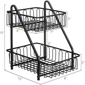 Kitchen Countertop <b>Display</b> 2 Tier Fruits <b>Basket</b> Rack Decorative Iron Wire <b>Baskets</b> Racks Handicrafts For Home Decoration Items - Product Image 5
