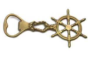 Vintage Brass Bottle Opener Nautical <b>Ship</b> <b>Wheel</b> Design Decorative Bar Accessory for Home and Hospitality Use - Product Image 5