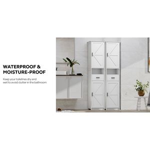69\" Tall Bathroom <b>Storage</b> Cabinet 2 Barn Doors 1 Drawer Narrow <b>Storage</b> Unit Adjustable Shelves Floor Cabinet <b>Kitchen</b> <b>Storage</b> - Product Image 5