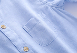 Camisas de Manga Larga para Hombre y Adolescente, 100% Algodón, Sólidas, Cómodas, Transpirables, Cuello Abotonado, Cierre de un Solo Botón - Product Image 6