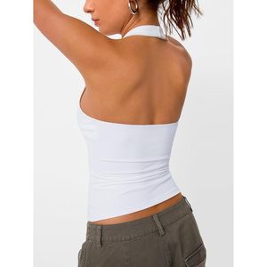 Moda 2025 verano reina Halter Tops para mujeres lindo Y2K espalda descubierta Crop sin mangas entrenamiento camisas activas Tops para salir - Product Image 2