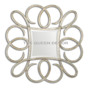 Luxurious Handmade Designer Top Selling <b>Silver</b> Color <b>Wall</b> <b>Mirror</b> Frame Customizable Size Use Hotel & Office Household Usage - Product Image 1