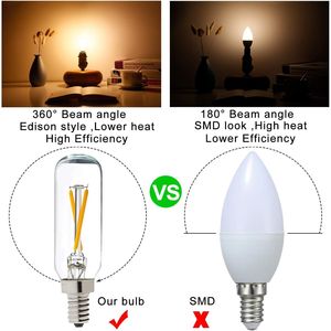 Lampadina LED T6 Dimmerabile 25W Candelabro con 2700K Luce Chiara 200lm 2W E12 T25 LED Confezione da 6 - Product Image 3