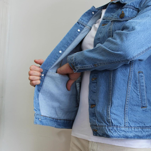 High Quality Eco-Friendly Breathable Anti-Bacterial Windproof Casual Wear 100% Cotton Men Denim Jacket Custom Logo And Design - Product Image 6