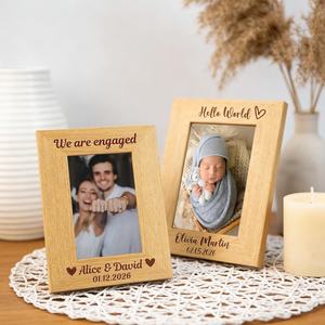 Cadre photo en bois rustique fait main et écologique, support photo personnalisé, présentoir de table ou mural, souvenirs de famille, cadeaux de mariage Khadim - Product Image 4