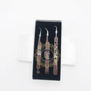 Pinzas de pestañas de acero inoxidable de calidad superior hechas a mano Recubrimiento de polvo marrón Punto de plata Probado a mano Etiqueta privada aceptada - Product Image 1