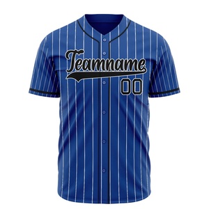 Compre Ahora Jersey de Béisbol Personalizado para Hombre de la Mejor Calidad, Nombre del Equipo 00, Azul a Rayas, Poliéster, Cierre de Botones, Manga Corta, Ropa Deportiva para Adultos - Product Image 4