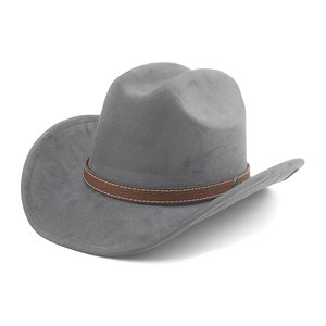 Sombrero de Vaquero Unisex de Cuero Gris con Rayas, Ala Ancha de 56-58 cm, para Primavera, Otoño, Playa, Aire Libre, Casual, para Adultos 2026 - Product Image 1