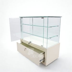Mostrador de Exhibición Moderno para Minoristas, Vitrina con Tapa de Vidrio, Mesa con Iluminación LED, Base de Metal, Gabinete de Almacenamiento, Diseño para Joyería y Óptica - Product Image 1