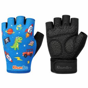 Gants de cyclisme pour enfants KhumBroCustom, demi-doigts, respirants, légers, extensibles, antidérapants, rembourrés, fermeture à boucle réglable - Product Image 3