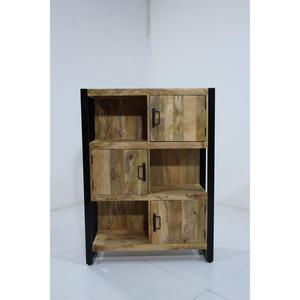 Mueble de Salón Rústico de Madera Reciclada, Librería Industrial con Estructura de Hierro - Product Image 1