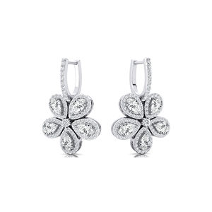 Pendientes de Aro con Forma de Flor de Oro Sólido de 14K y 18K, Certificados por IGI, 3.31ct de Peso Total de Diamantes Cultivados en Laboratorio, Regalo para Mujer - Product Image 4