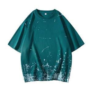 เสื้อยืดผู้ชายทรงหลวมสไตล์สตรีทแวร์ ไหล่ตก พิมพ์ลายพัฟฟ์ แนวฮิปฮอป หรูหรา สบายๆ - Product Image 4