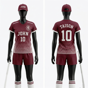 Uniforme de Hockey sobre Césped para Mujer de Poliéster Transpirable de Alta Calidad, Diseño con Paneles Laterales Color Granate, Sublimación, Logotipo Personalizado - Product Image 1