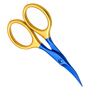 Ciseaux à cuticules courbés en gros, dorés et bleus, en acier inoxydable, lame tranchante, outil de manucure de précision durable, fournisseur OEM - Product Image 6