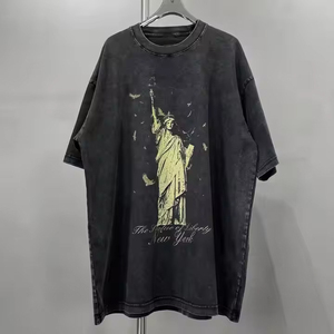 Camisetas Gráficas Vintage Personalizadas para Fabricantes de Ropa, Impresión DTG, 100% Algodón, Hombros Caídos, Estilo Casual Corto, Talla Grande para Hombre - Product Image 3