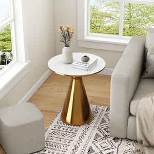 handmade <b>GOLD</b>/WHITE /metal side <b>table</b> for living room <b>small</b> round hammered metal accent <b>table</b> modern <b>gold</b> metal end <b>table</b> - Product Image 2