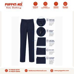 Puppetnx <b>Navy</b> <b>Blue</b> Boys <b>School</b> Uniform <b>Trousers</b> Breathable Cotton Polyester Kids Straight Leg Pants - Product Image 6
