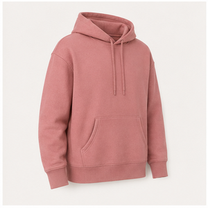 Sweat à capuche décontracté pour homme, couleur rose poussiéreuse, longueur mi-haute, cordon de serrage ton sur ton, poche kangourou, en molleton de coton brossé, personnalisable MHOOD-0025 - Product Image 5