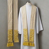 Étole de prêtre brodée or avec pompons, vêtement de cérémonie de luxe pour tenue religieuse adulte unisexe