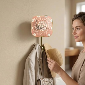 Vintage Ceramic + Metal Eco-Friendly Waterproof Adjustable <b>Wall</b> Hook Self-Adhesive Installation <b>for</b> <b>Clothing</b> Bathroom Bedroom - Product Image 2