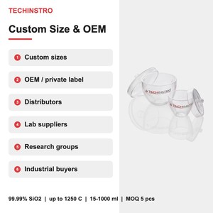 Creuset en quartz avec couvercle, taille personnalisée, OEM ODM, 50ml 100ml 250ml 500ml 1000ml, fabricant de quartz fondu en Inde - Product Image 5