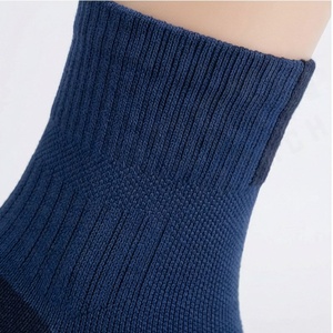 Crew <b>Socks</b> Solid Navy Blue Knitted Breathable Polyester Spandex Adult Casual Daily Wear Spring Season Standard Thickness - Product Image 4
