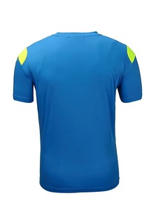 T-shirt en tricot à manches courtes pour homme, coupe ajustée, col rond, uni, décontracté, coton, élasthanne/polyester, séchage rapide, bleu, vert fluo, sublimation - Product Image 2