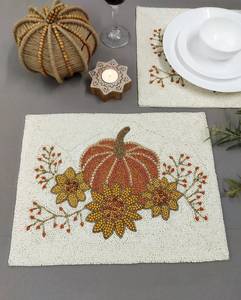 Handcrafted Eco-Friendly Customizable Beaded Round <b>Placemat</b> Christmas <b>Table</b> Mat Festive Holiday <b>Table</b> Decor for <b>Dining</b> and Party - Product Image 5
