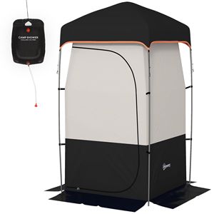 Black Portable <b>Camping</b> Shower Tent with Solar Shower Bag Removable Floor Carrying Bag-for Privacy Shelter - Product Image 1