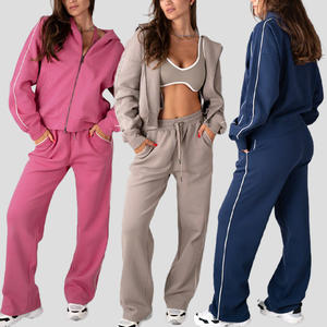 Conjunto de Ropa Deportiva Cálida de Color Sólido para Hombre y Mujer, Conjuntos de Ropa de Otoño e Invierno para Mujer, Sudadera con Cierre y Cuello Alto, Pantalones, Conjuntos Deportivos Cálidos - Product Image 4