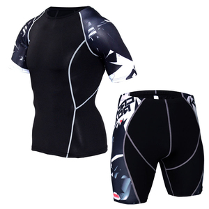 Ensemble de vêtements de sport MMA pour adultes personnalisés, t-shirt de compression, short, extensible, séchage rapide, respirant, pour l'entraînement - Product Image 3