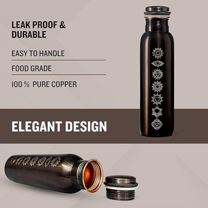Pure Copper Water <b>Bottle</b> With Chakra Design Bohemian Style Portable Travel Drinkware - Product Image 2