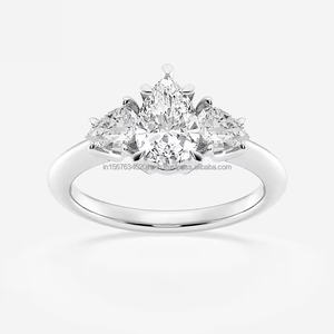 Bague de fiançailles/mariage de luxe en or blanc 14K pour femme IGI/GIA Lab Grown Pear Cut Diamond Vintage Fine Jewelry Gifts Parties - Product Image 3